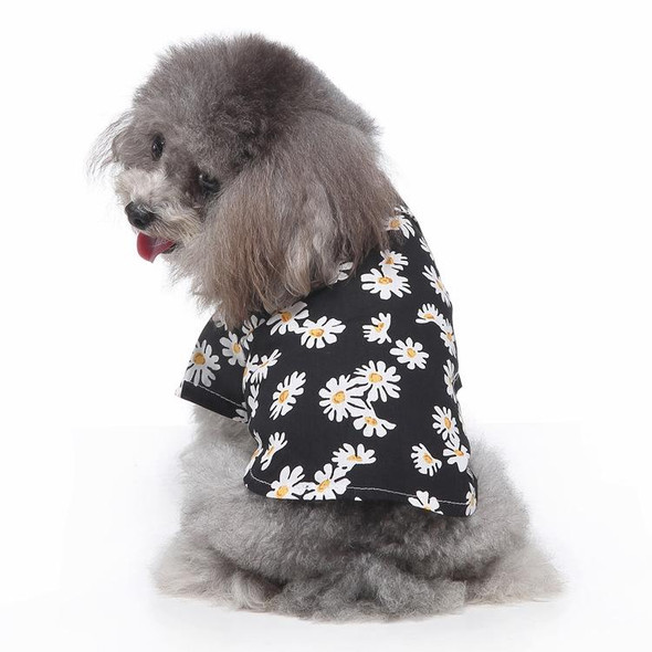 2 PCS Pet Beach Shirt Dog Print Spring And Summer Clothes, Size: L(Black)