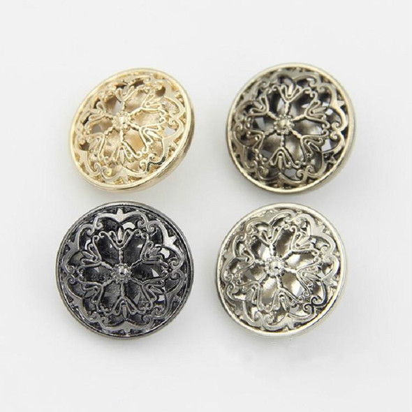 Silver 100 PCS Hollow Flower Shape Metal Button Clothing Accessories, Diameter:22mm