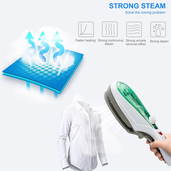 Handheld Garment Steamer Brush Portable Clothes Steam Iron, US Plug 110V(Green)
