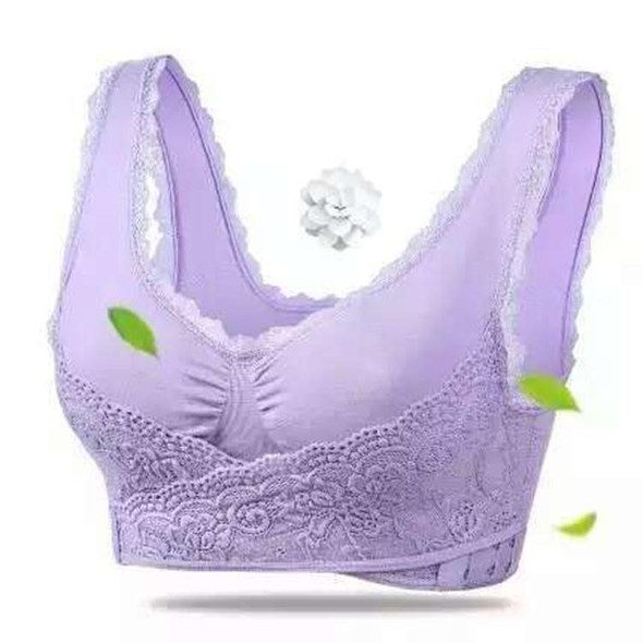 Sports Bra Women Seamless Push Up Lace Edge Front Cross Side