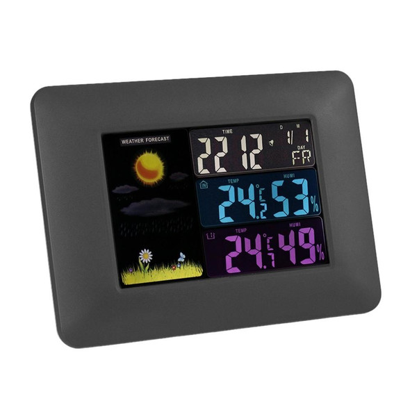 Multifunctional Indoor And Outdoor Temperature And Humidity Meter Colorful Screen Weather Clock(TS-A97-EU EU Plug)