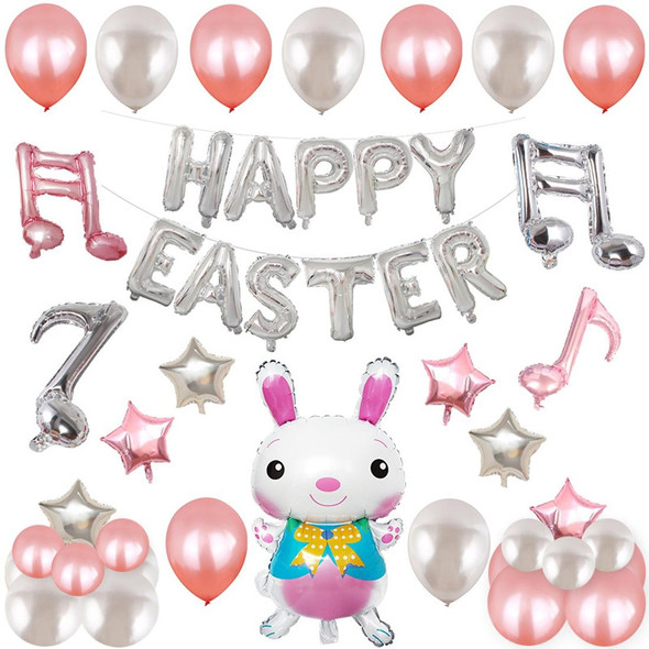 Happy Easter Rabbit Pattern Easter Holiday Alphabetic Ornament Balloons(Silver)
