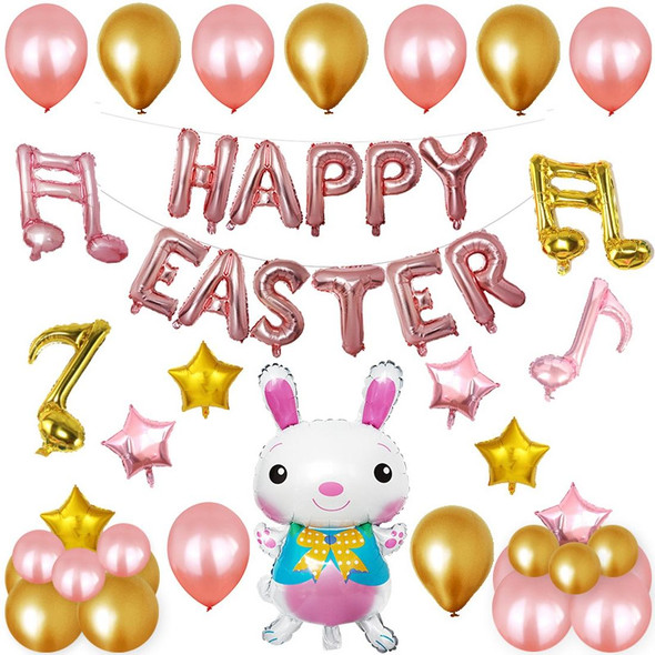 Happy Easter Rabbit Pattern Easter Holiday Alphabetic Ornament Balloons(Rose Gold)