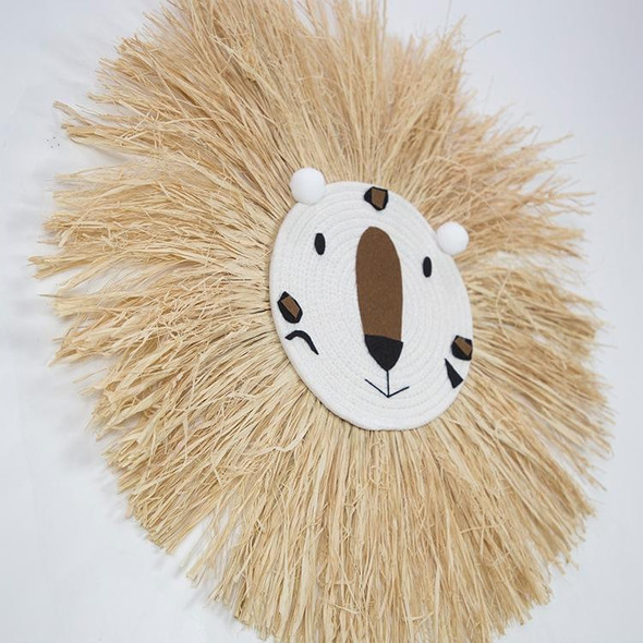 Handmade Woven Cartoon Lion Tiger Straw Home Wall Hanging Ornaments Children Room Clothing Store Props(SZ-M02)