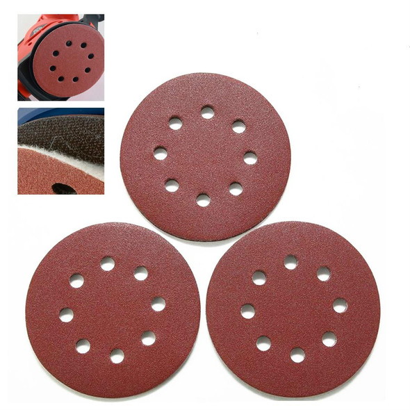 100 PCS 125MM Flocking Sandpaper 5 Inch 8 Hole Disc Sandpaper Self-adhesive Sandpaper, Grit:400 Mesh