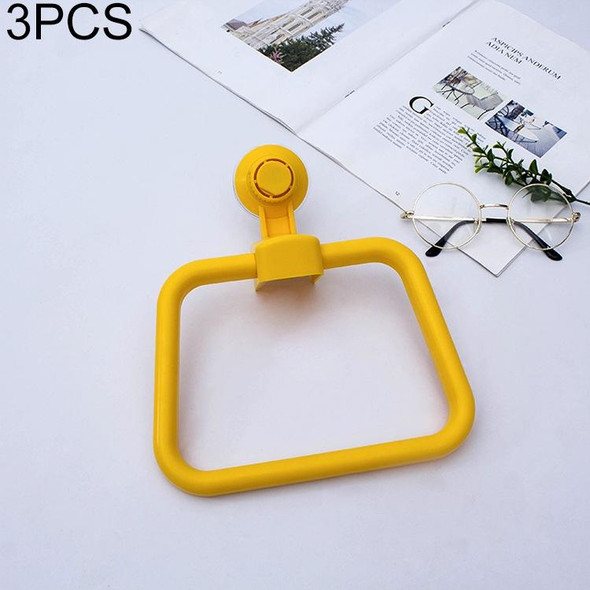 3 PCS Multifunctional Toilet Suction Cup Towel Ring Rack(Yellow)