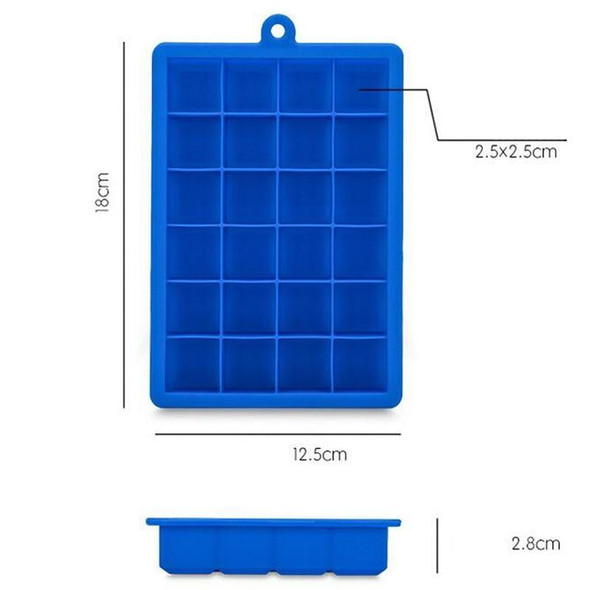 24 Grids Silicone Ice Cube Tray Molds Square Shape Ice Cube Maker Fruit Popsicle Ice Cream Mold(Rose red)