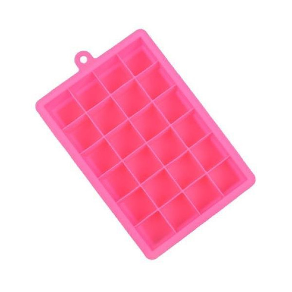 24 Grids Silicone Ice Cube Tray Molds Square Shape Ice Cube Maker Fruit Popsicle Ice Cream Mold(Rose red)