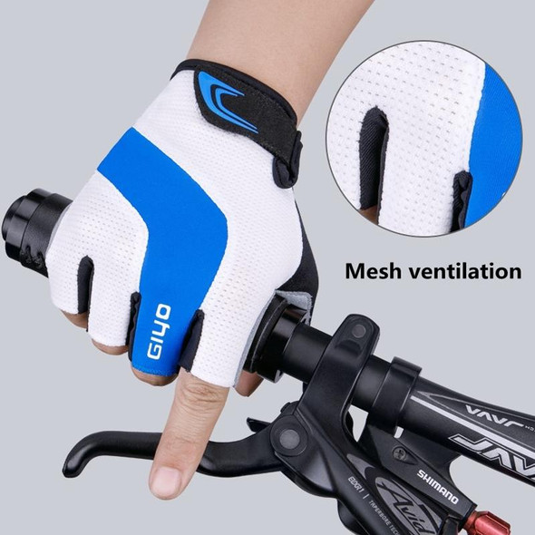 GIYO S-14 Bicycle Half Finger Gloves GEL Shock Absorbing Palm Pad Gloves, Size: XXL(Blue)