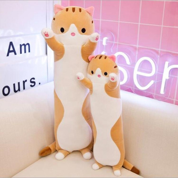 Soft Cute Pet Long Cat Pillow Plush Toy Sleeping Doll Lazy Doll, Size:Height 110cm(Yellow)