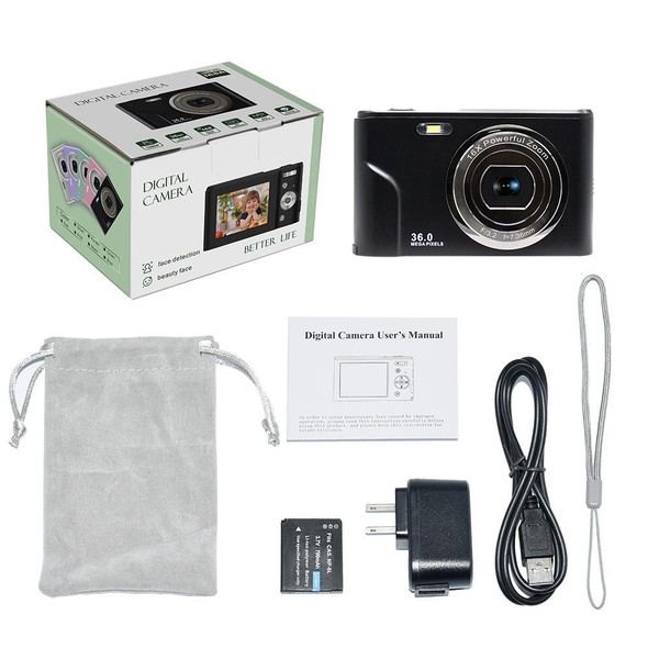 DC311 2.4 inch 36MP 16X Zoom 2.7K Full HD Digital Camera Children Card Camera, UK Plug (Green)