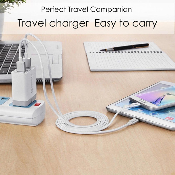 AR-QC-03 2.1A 3 USB Ports Quick Charger Travel Charger, US Plug (Blue)