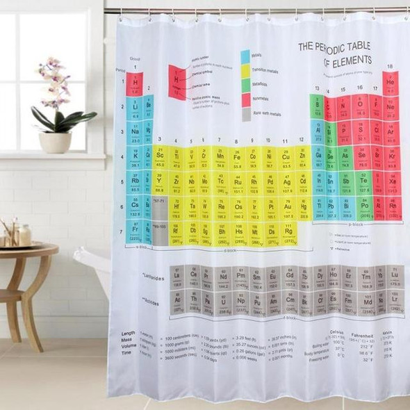 Periodic Table of The Shower Waterproof Mildew Printed Polyester Shower Curtain, Size: 180x180cm