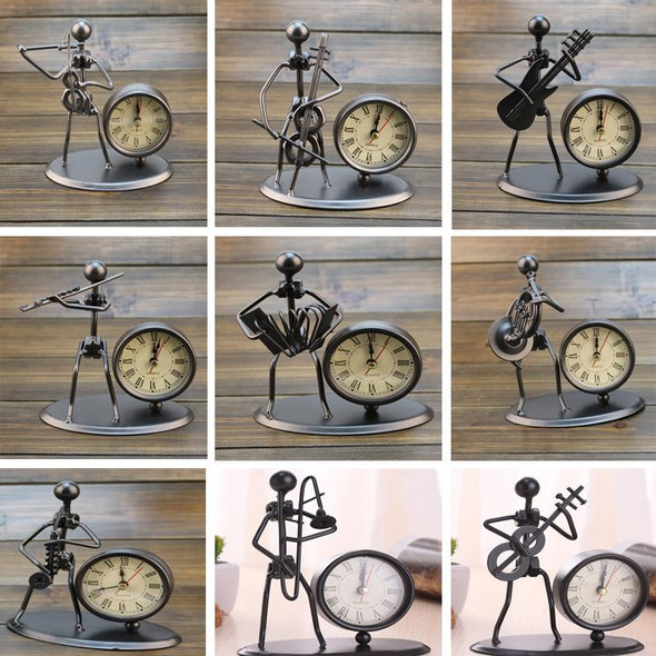 2 PCS Iron Stainless Steel Small Table Clock Retro Personality Clock Birthday Gift(C62 Cello Clock)