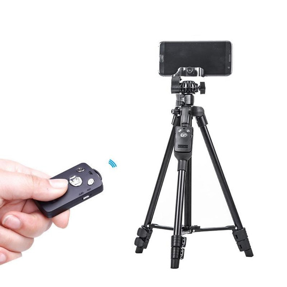 YUNTENG 6208 Aluminum Tripod Mount with Bluetooth Remote Control &  3-Way Head & Phone Clamp