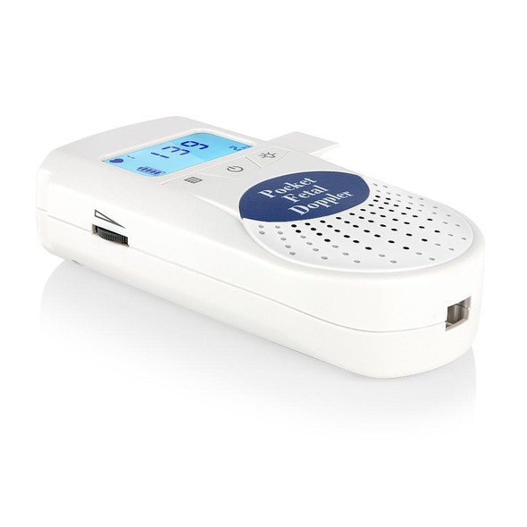 FD-100 Digital Fetal Doppler Ultrasound Sound Baby Heartbeat Detector Monitor LED Digital Prenatal Pocket Fetal Doppler Stethoscope (Blue)