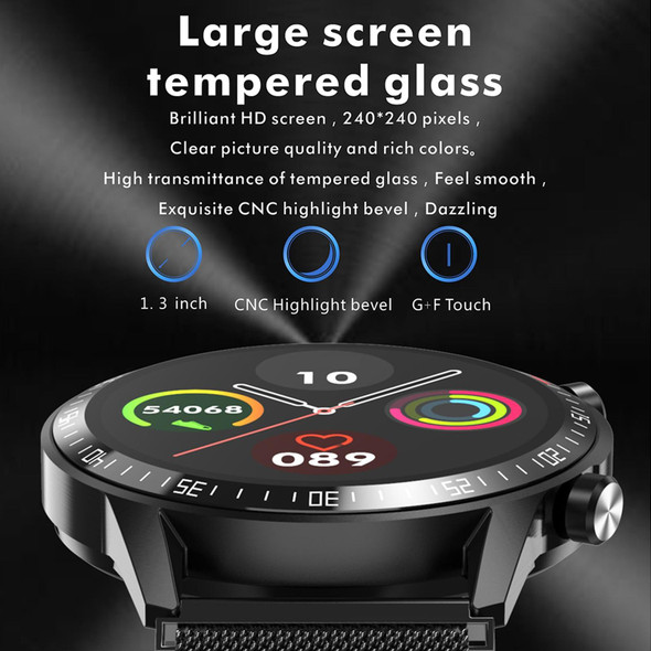 Q88 1.28 inch Touch Screen Dual-mode Bluetooth Smart Watch, Support Sleep Monitor / Heart Rate Monitor / Blood Pressure Monitoring(Black Silicone Strap)