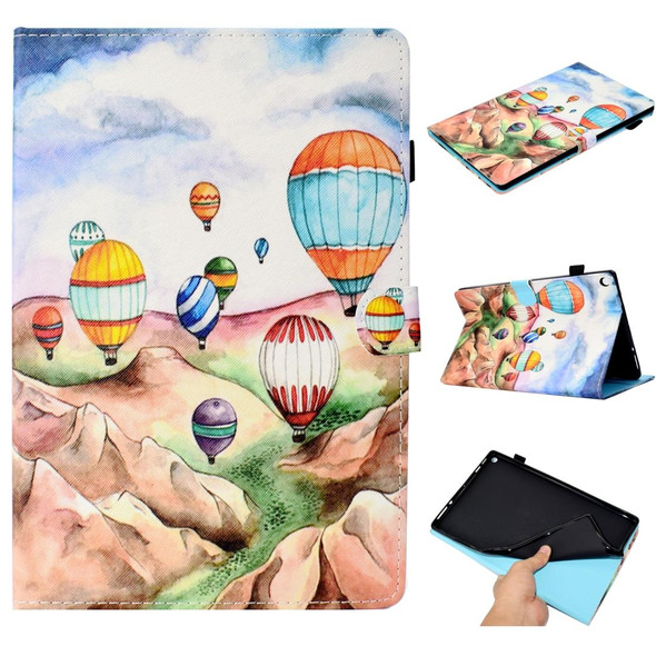 Kindle Fire HD 10 2015 / 2017 Painted Horizontal Flat Leather Case with Sleep Function & Card Slot & Buckle Anti-skid Strip & Bracket & Wallet(Balloon)