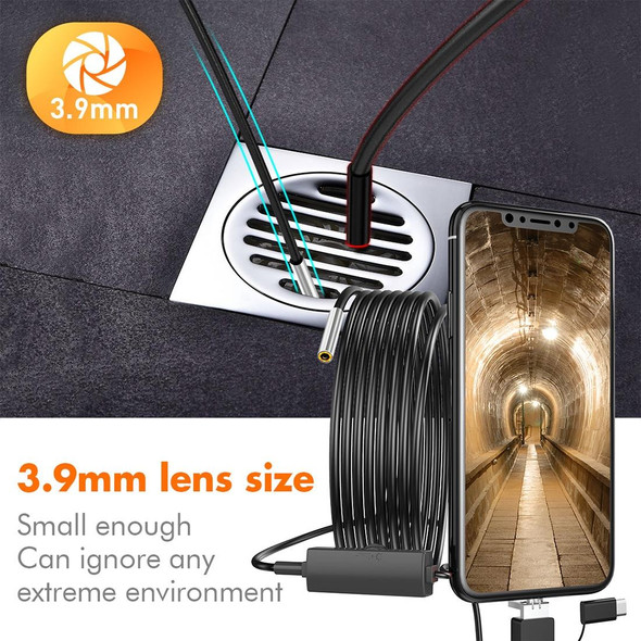 inskam107 3.9mm 3 In 1 HD Waterproof Industry Digital Endoscope Inspection Camera, Length: 3.5m Flexible Cable(Black)