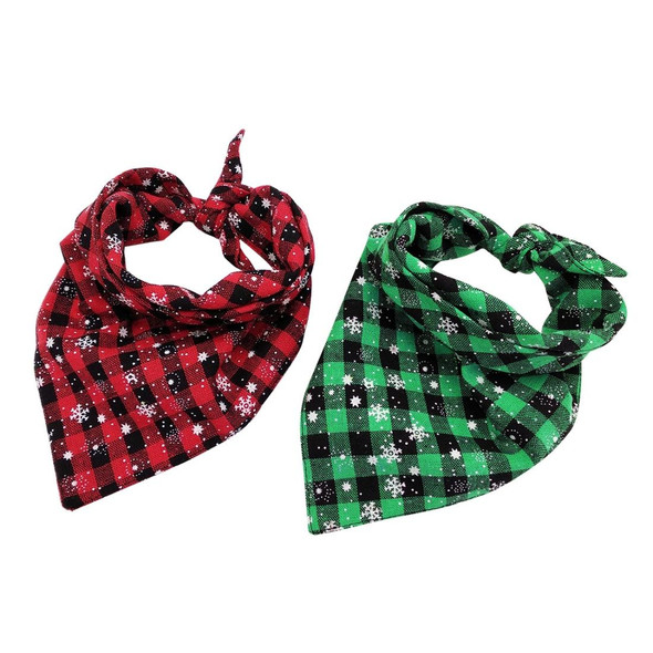 2 PCS Pet Triangle Towel Christmas Snowflake Dog Saliva Towel, Size:L(Red)