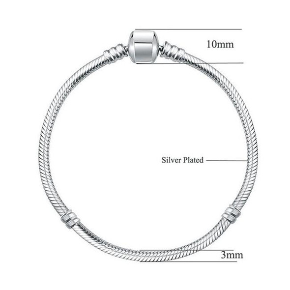 Silver Snake Chain Link Bracelet, Length:18cm(Silver Plated)