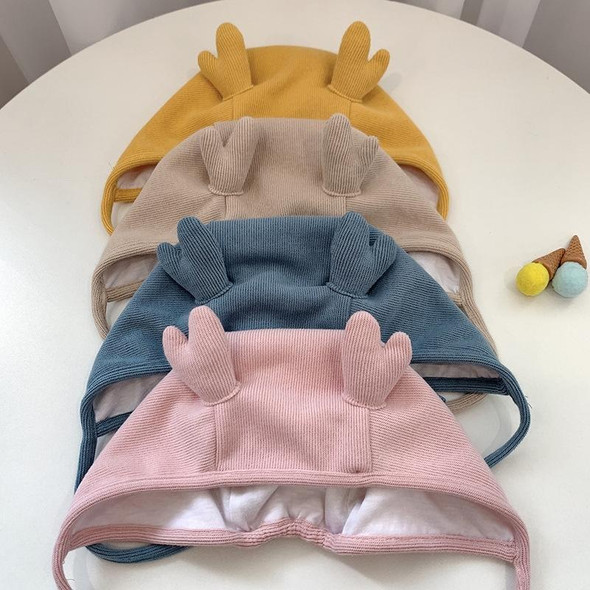 MZ9853 Baby Cartoon Animal Ears Shape Skullcap Cotton Keep Warm and Windproof Hat, Size: Suitable for 0-12 Months, Style:Antlers(Beige)