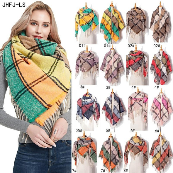 Autumn & Winter Fringed Scarf Plaid Square Scarf Thickening Ladies Shawl, Size:145cm(LS-04 Red)