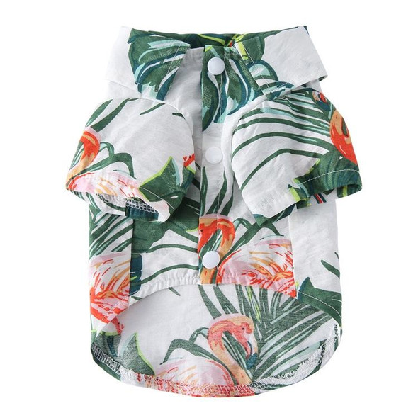 2 PCS Pet Beach Shirt Dog Print Spring And Summer Clothes, Size: XL(Green White)