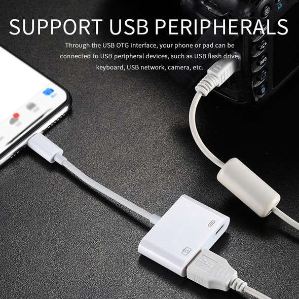 11cm 8 Pin Male to USB & 8 Pin Data Charging Cable Camera Reader Adapter, - iPhone / iPad / iPod Touch ,Support System From IOS 9.2 to IOS 11