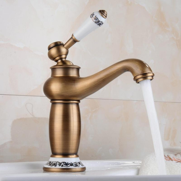 Copper Antique Hot Cold Double Blue White Porcelain Faucet