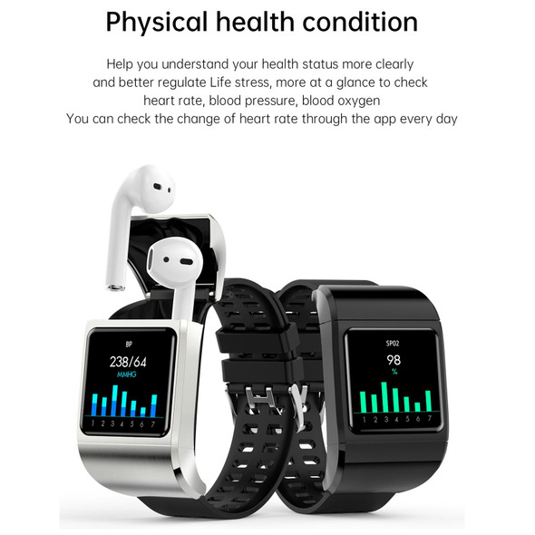 G36pro 1.3 inch IPS Screen Earphone Smart Watch,Support Blood Pressure Measurement / Sleep Monitoring(Silver)