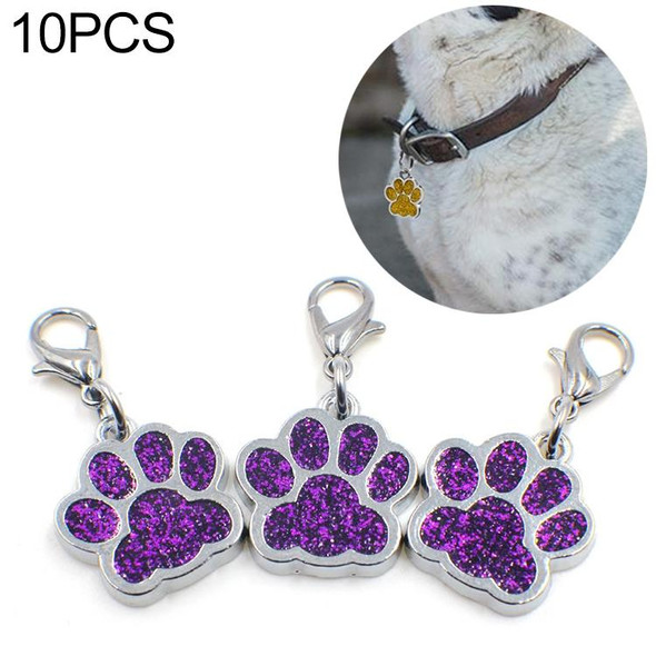 10 PCS Enamel Cat Dog  Bear Paw Prints Key Chain Jewelry Making(Dark Purple)