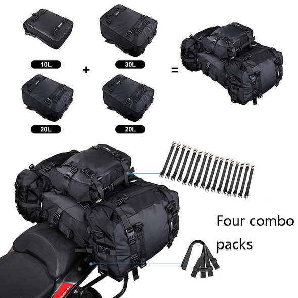 Rhinowalk Multi-Function Motorcycle Rear Seat Bag Combination Rear Shelf Pannier, Colour: Black 30L