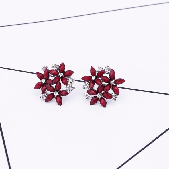 Fashion Zircon Rhinestone 3 Flower Stud Earrings for Women Jewelry, Metal Color:black