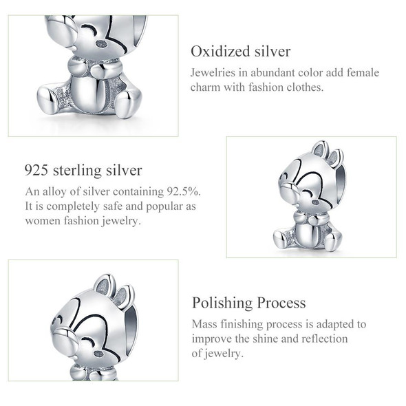 S925 Sterling Silver Squirrel Girl Beads DIY Bracelet Necklace Accessories