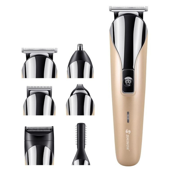 SHINON 6 In 1 Multifunctional Electric Hair Clipper Set(USB (Golden))