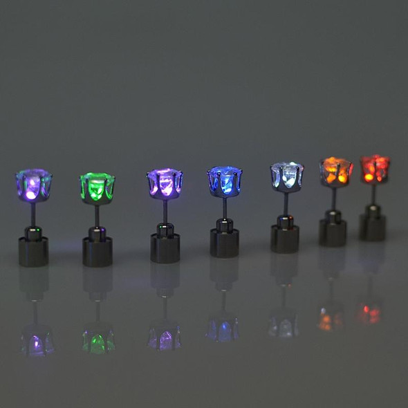 4 PCS Fashion LED Earrings Glowing Light Up Diamond Earring Stud(Blue)