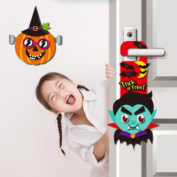 5 Sets Children Cartoon Halloween Decoration Door Hanging Stickers Holiday DIY Game Emoticons(Witch)