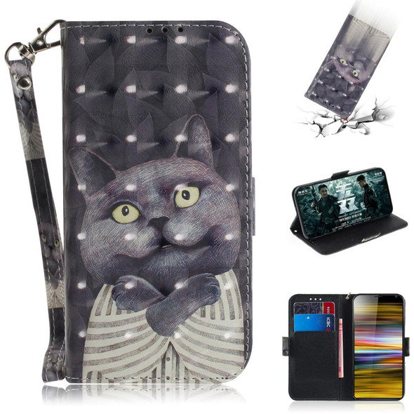 3D Painting Pattern Coloured Drawing Horizontal Flip Leatherette Case with Holder & Card Slots & Wallet - Sony Xperia 10 Plus(Hug Cat)