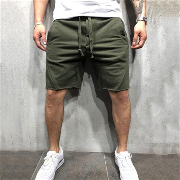 Men Solid Pocket Casual Summer Jogging Half Length Shorts Basketball Shorts, Size: M(Green)