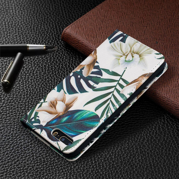 Colored Drawing Pattern Invisible Magnetic Horizontal Flip PU Leatherette Case with Holder & Card Slots & Wallet - iPhone 8 Plus & 7 Plus(Red Leaves)