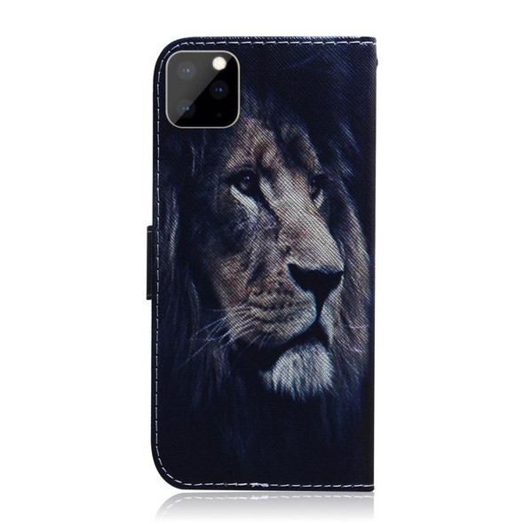 3D Colored Drawing Horizontal Flip Leatherette Case, with Holder & Card Slot & Wallet - iPhone 11 Pro(Lion)