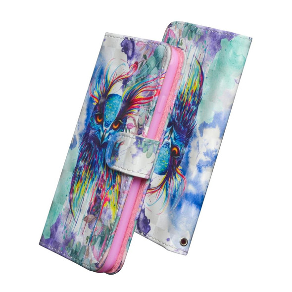 3D Painting Pattern Horizontal Flip TPU + PU Leatherette Case with Holder & Card Slots & Wallet - iPhone 8 Plus(Watercolor Owl)