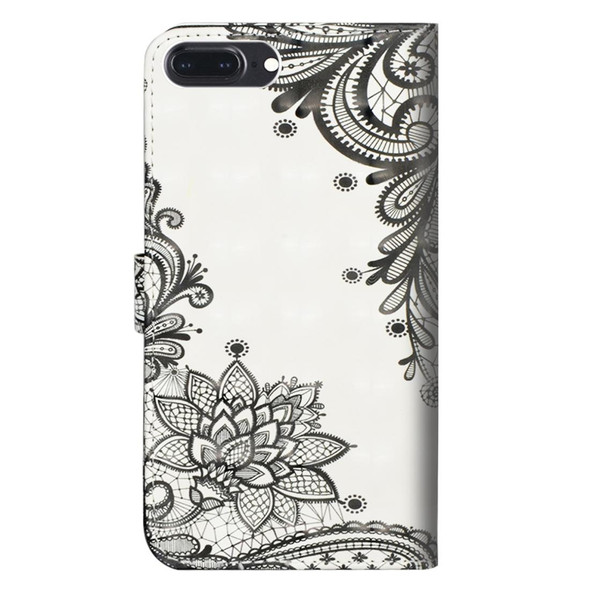 3D Painting Pattern Horizontal Flip TPU + PU Leatherette Case with Holder & Card Slots & Wallet - iPhone 7 Plus(Black Flower)