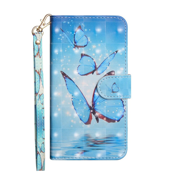 3D Painting Pattern Horizontal Flip TPU + PU Leatherette Case with Holder & Card Slots & Wallet - iPhone 6 Plus / 6s Plus(Three Butterfly)