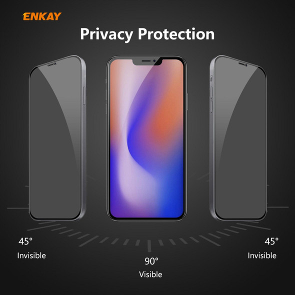 2 PCS ENKAY Hat-Prince 0.26mm 9H 6D Privacy Anti-spy Full Screen Tempered Glass Film - iPhone 12 Pro Max