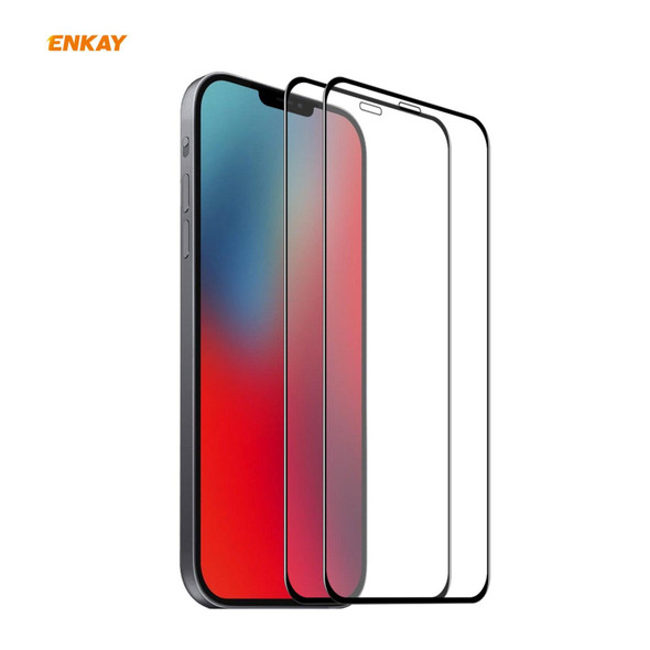 2 PCS ENKAY Hat-Prince 0.26mm 9H 6D Curved Full Coverage Tempered Glass Protector - iPhone 12 Pro Max