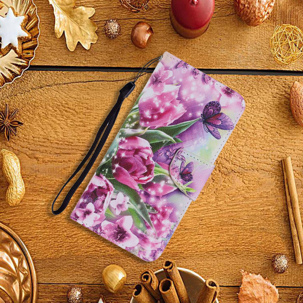 Coloured Drawing Pattern Horizontal Flip PU Leatherette Case with Holder & Card Slots & Wallet & Lanyard - iPhone 11 Pro(Rose Butterfly)