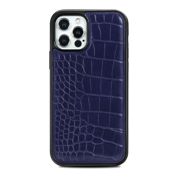 Crocodile Texture Embossing Magnetic PU + TPU Protective Magsafe Case - iPhone 12 / 12 Pro(Blue)