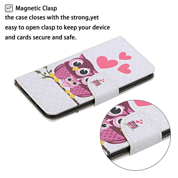 Colored Drawing Pattern Horizontal Flip Leatherette Case with Holder & Card Slots & Wallet - iPhone 12 mini(Owl Family)